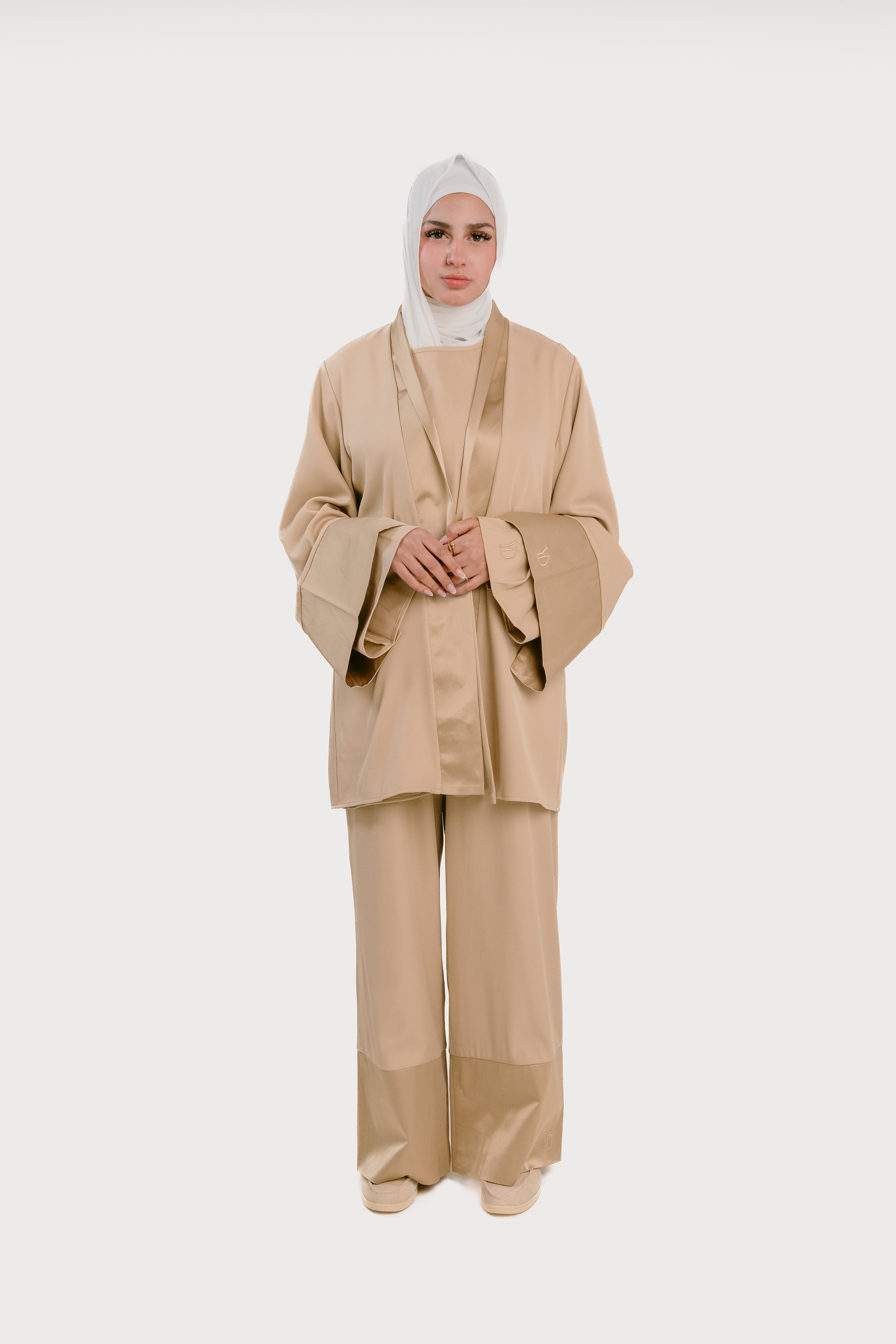 SHORT KIMONO BEIGE 3 PIEZAS